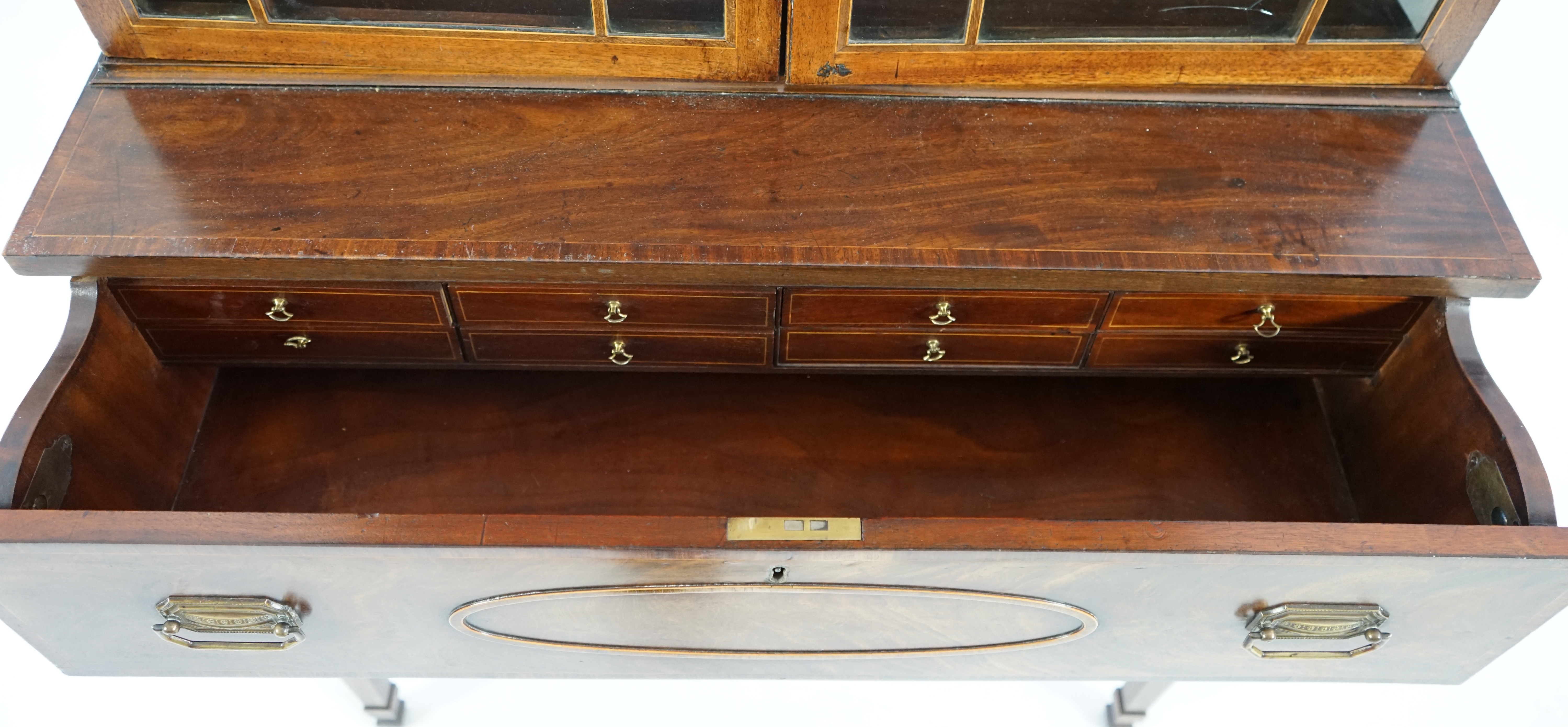 A late George III mahogany secretaire bookcase
